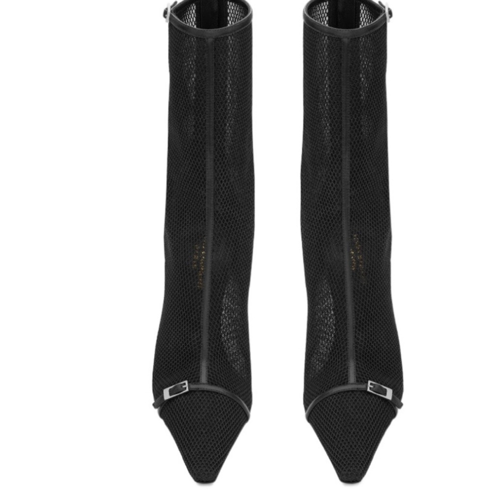 New SAINT LAURENT Aston Pointed Toe Sock Bootie In Black Size 38 - Picture 9 of 9